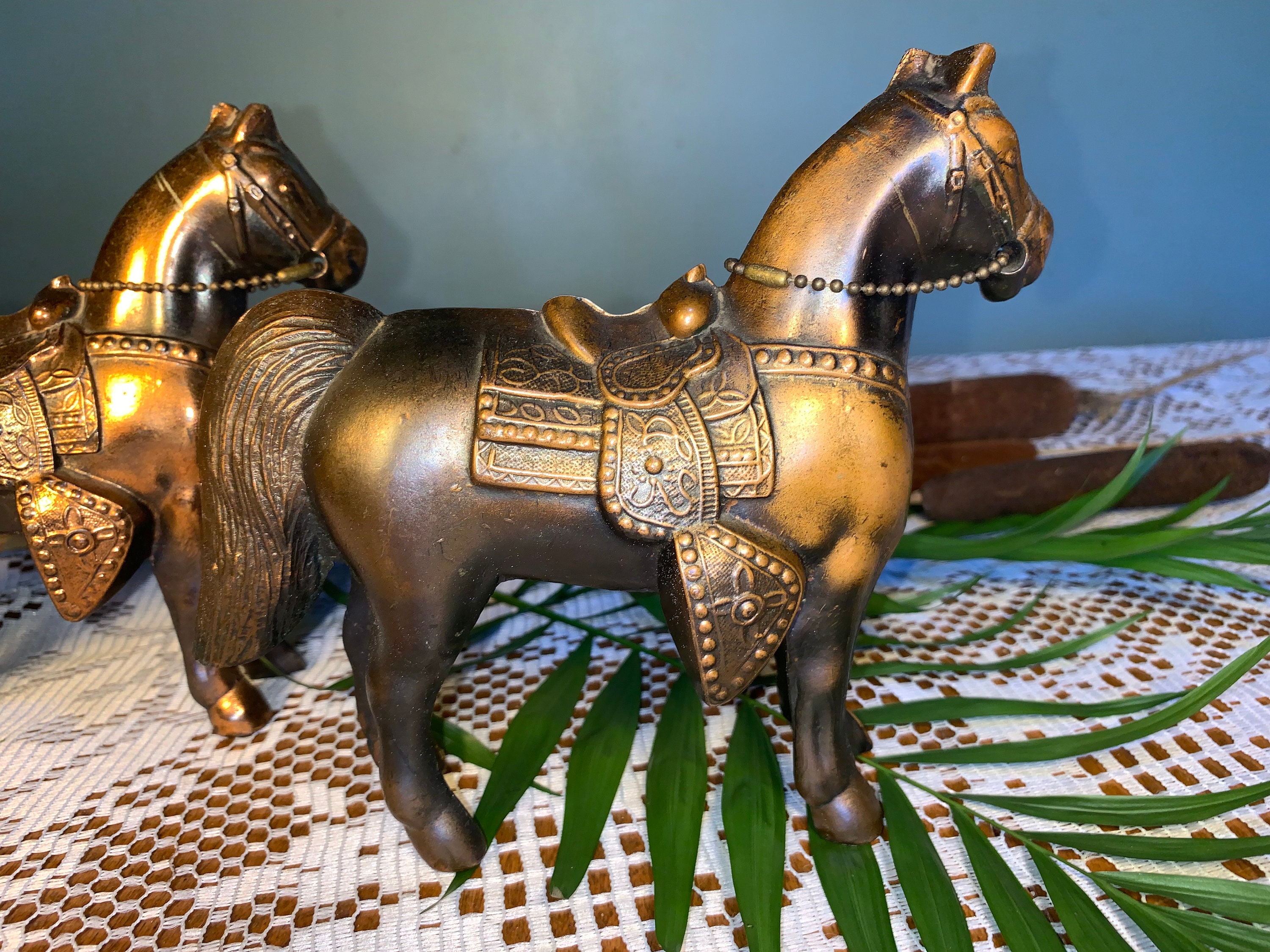 Vintage 1950s-1960s Pair or Set of Two-stunningly Detailed Copper