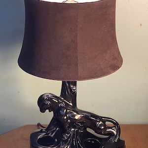 Vintage ceramic black panther lamp deals