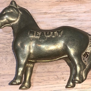 ALL Original Antique Bronze/Brass 1930/1940’s “BEAUTY” Side Stamped HORSE Bank