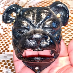 Vintage 1970s Cast Metal English Bulldog Wall Mountable Bottle Opener, College Football Bulldog Mascot, Dog Lover Gift