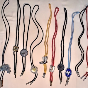 SEVENTEEN (17) Different Vintage Unique Rare BOLO Ties/Cord-Great Condition Eagle/Bull/Floral/Turquoise/Western***NEW/Vintage Bolos Added***