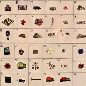 Wonderful Unique and Vintage Collection of Forty-Four (44) RAILROAD/RAILWAY Train, Locomotive Pins w/ Many Rare *Newly Listed*