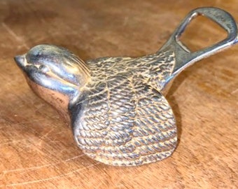 Very Cute 1970’s Vintage-Silver Plate-Chickadee/Sparrow Bird Bottle Opener