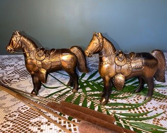 ヴィンテージ陶器パレット Vintage 1960s, Ceramic Zebra Horse Bookend, Gold Trim, Japan