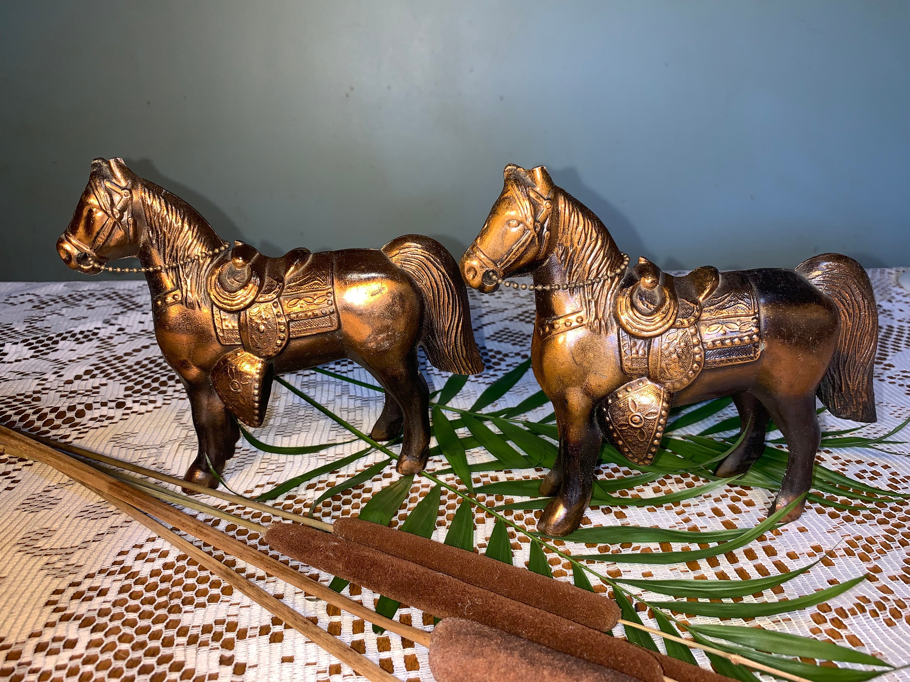 Art Deco Bronze Plated Art Deco Horse Head Bookends c.1930