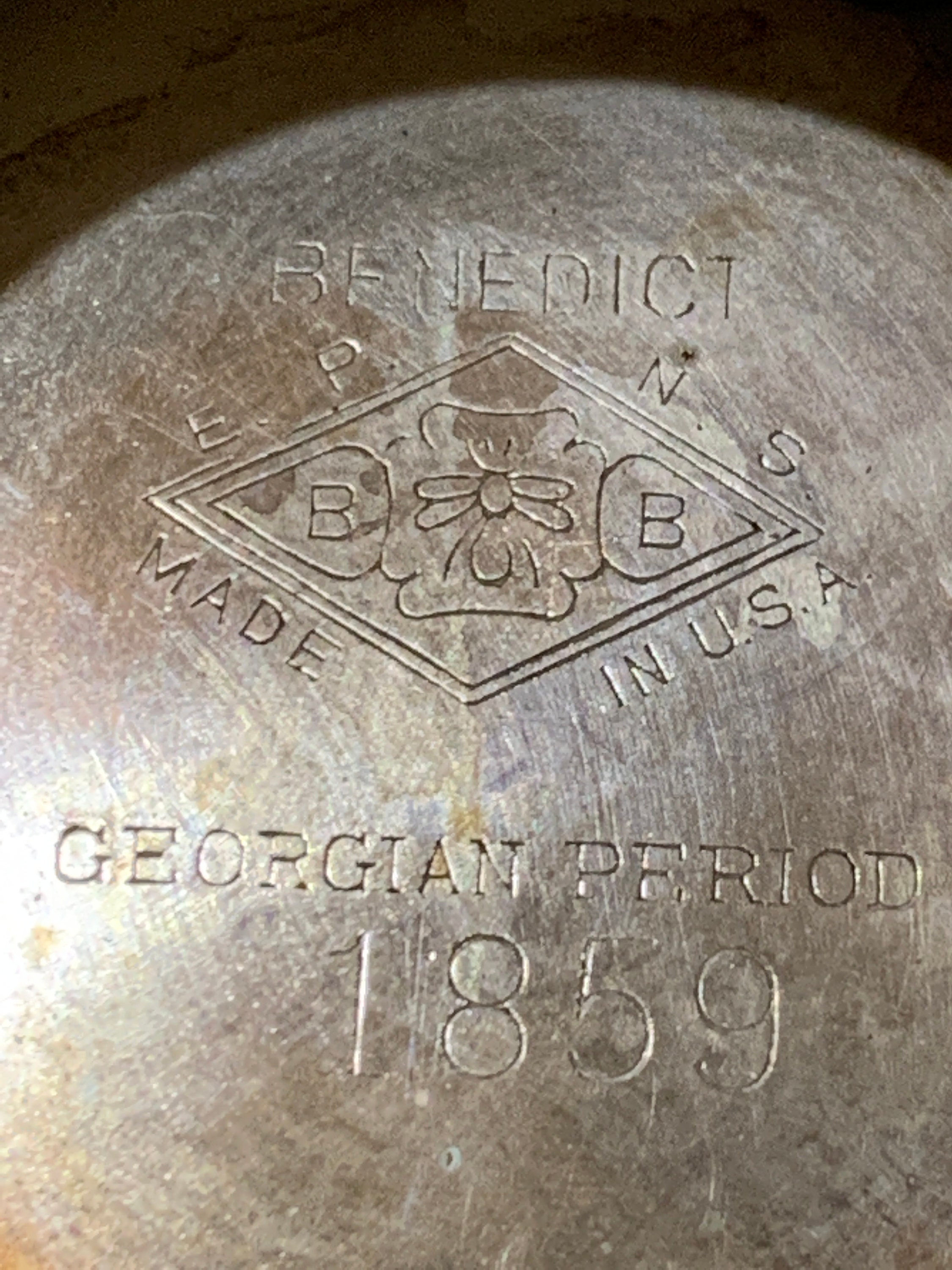 Vintage Large Benedict Silver E.P.N.S. B.M.M. Plate Georgian 1859
