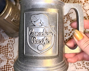 Vintage CPR Canadian Pacific Railway Solid Pewter Stein/Mug Collectible Railroad Memorabilia-3 Different Available-1 Sold