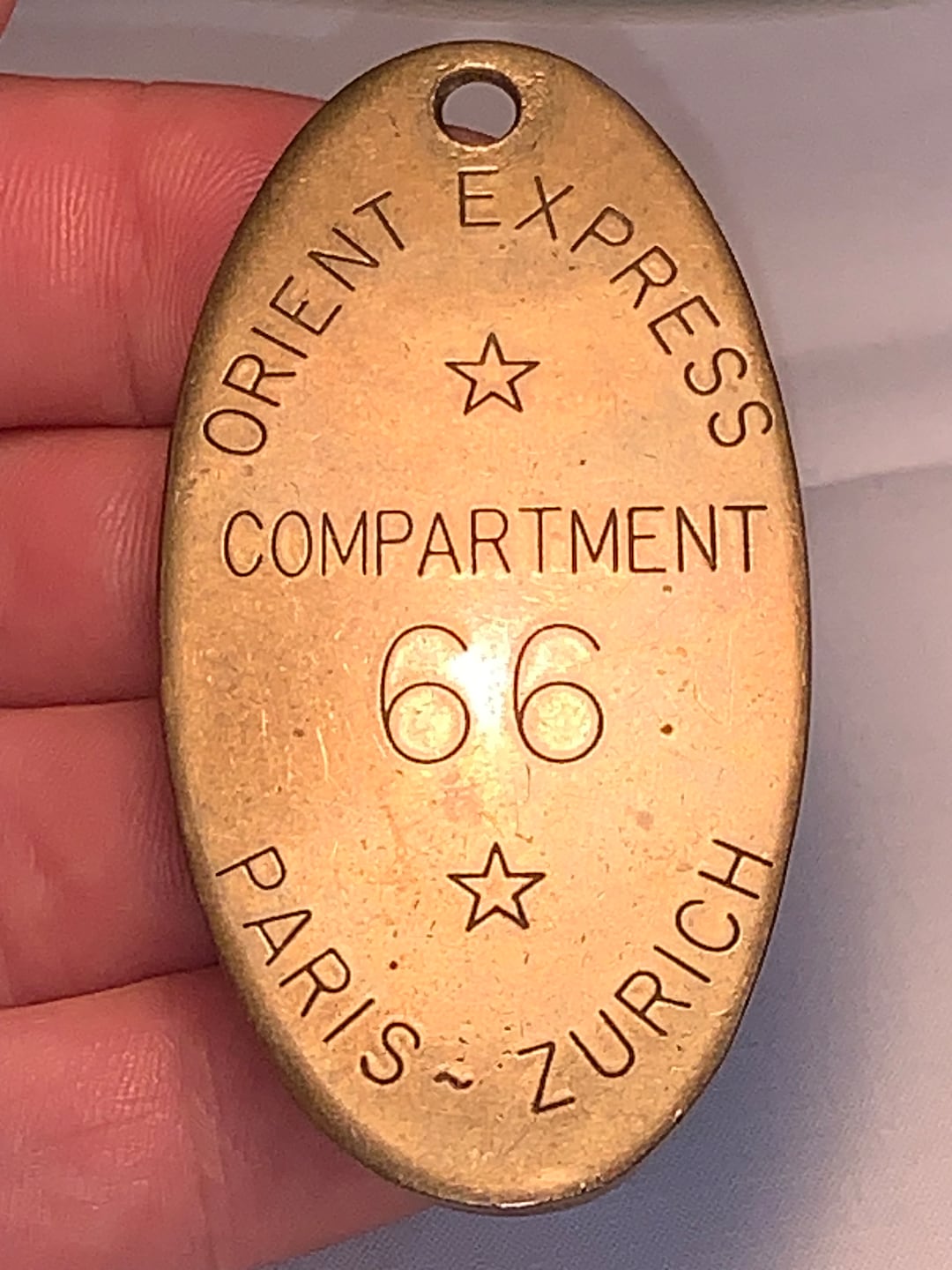 Rare Vintage 1970s Solid Brass Large Oval Orient Express