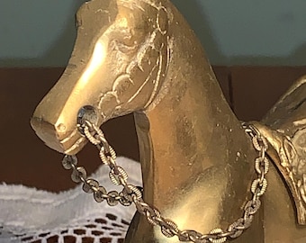 Plomb De Cheval Western Vintage – Cuir Marron Et Chaîne Laiton