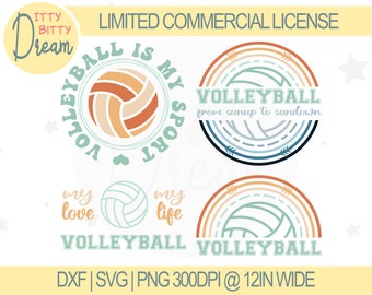 Volleyball Rainbow SVG Bundle, volleyball rainbow png Desin Files, dxf files,  Green and Orange,  Game Fan, Cute Design, PL & LCL