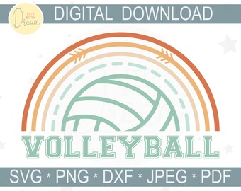 Voleibol Rainbow SVG, png, dxf, jpeg, pdf Archivos en color, Game Fan, Lindo diseño