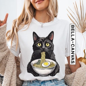 Ramen Cat T-Shirt, Cat Lover Gift, Kawaii Shirt, Anime Cat T-Shirt, Japanese Shirt, Foodies Shirt, Ramen Lover, Kitty Tee, Ramen Lover Top