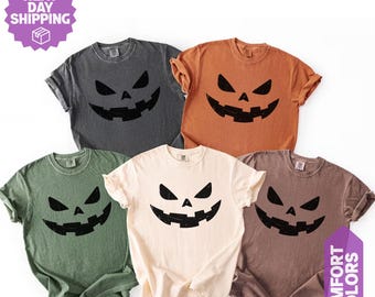 Comfort Colors® Pumpkin Face Shirt - Retro Pumpkin Face Shirt - Fall Spooky pumpkin Shirt - Spooky Season Halloween Shirt - Fall Pumpkin