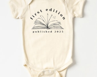 First Edition Baby Bodysuit, Librarian Baby Shower Gift