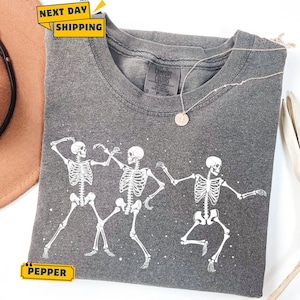 Comfort Colors Dancing Skeleton T-Shirt, Retro Groovy Skeletons Tee image 1