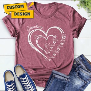 Custom Grandma Shirt, Grandma Heart Shirt, Nana Shirt With Grandkids Name, Gift For Grandma, Mother&#39;s Day Shirt, Personalized Grandma Shirt