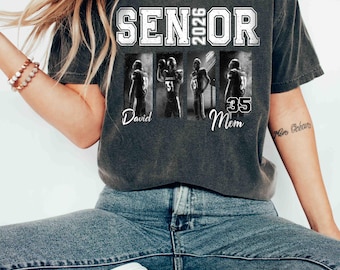 Custom 2026 Senior Football Mom Shirt, Custom Football Player Photos Shirt, Football Mama Shirt with Name & Jersey Number, Senior Night Tee