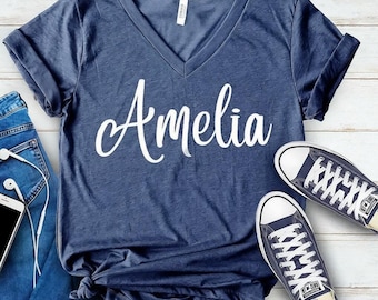 Custom V Neck Shirt, Personalized V-neck Shirts, Custom Shirt, Add Your Own Text, Customized Vneck Shirt, Add Your Own Text, Design Your Own