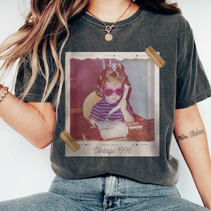Custom Vintage Photo And Year, Custom Shirt With Picture Personalized 30th Birthday Gift Vintage 30th Birthday Party Vintage Est 1996 Shirt image 1