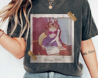 Custom Vintage Photo And Year, Custom Shirt With Picture Personalized 30th Birthday Gift Vintage 30th Birthday Party Vintage Est 1996 Shirt