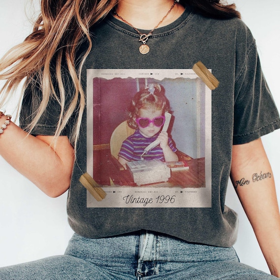 Custom Vintage Photo And Year, Custom Shirt With Picture Personalized 30th Birthday Gift Vintage 30th Birthday Party Vintage Est 1996 Shirt