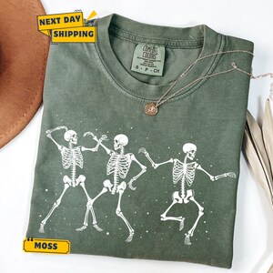 Comfort Colors Dancing Skeleton T-Shirt, Retro Groovy Skeletons Tee image 4