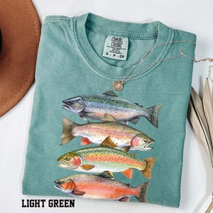 Comfort Colors Trout Shirt – Abstract River Fish, Fly Fishing Apparel zdjęcie 4
