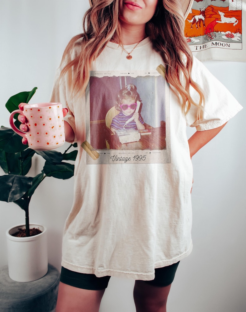 Custom Vintage Photo And Year, Custom Shirt With Picture Personalized 30th Birthday Gift Vintage 30th Birthday Party Vintage Est 1996 Shirt image 2