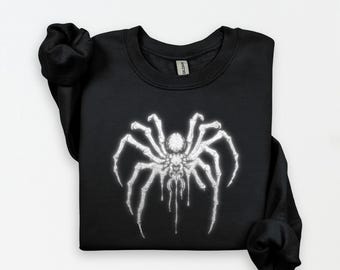 Vintage Spider Graphic Hoodie, Retro Gothic Grunge Sweatshirt