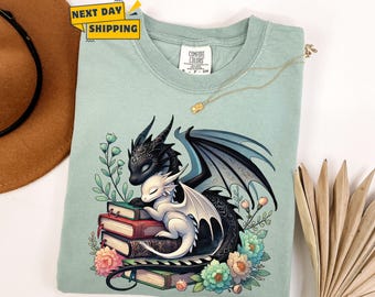 Comfort Colors® Fantasy Book Dragon Shirt, Fantasy Dragon Book Lover Shirt, Wingspan Bookish Shirt, Booktok Merch, Book Tee, Bookworm Gift