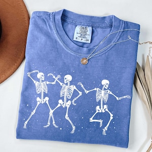 Comfort Colors Dancing Skeleton T-Shirt, Retro Groovy Skeletons Tee image 6