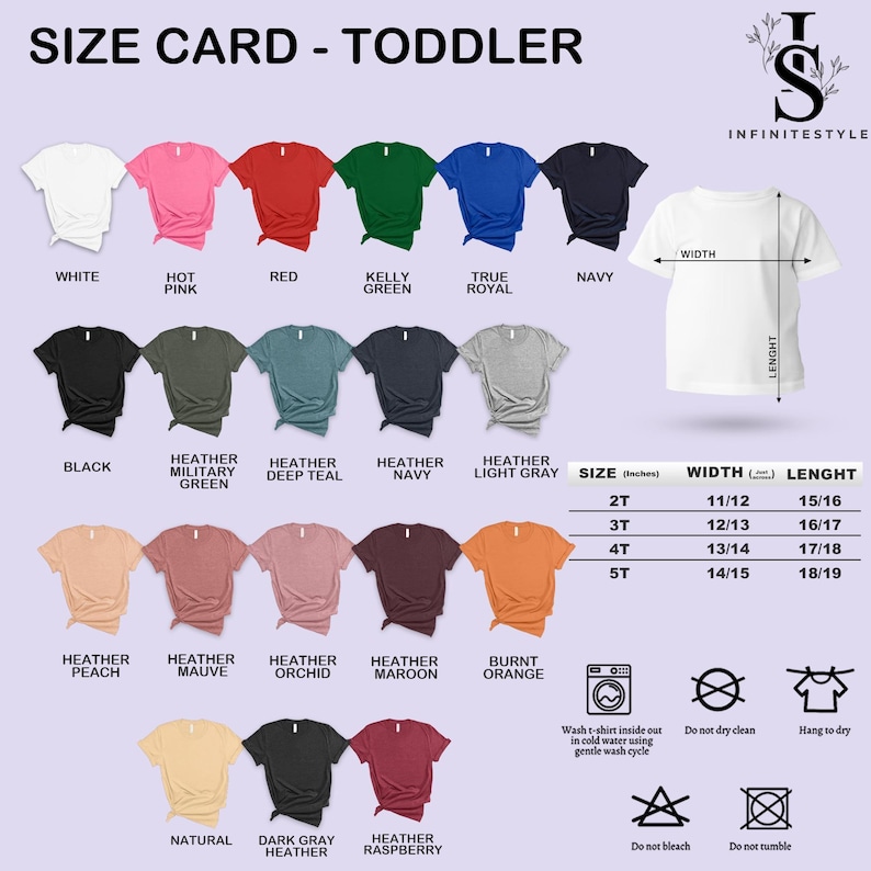 a women's size card - toddler t - shirt with measurements