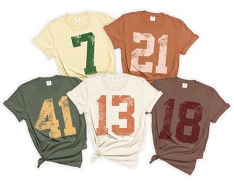 Comfort Colors Custom Football Number Tshirt, Custom Number Shirt, Pullover  Tee, College Football Shirt, College Football Tshirt