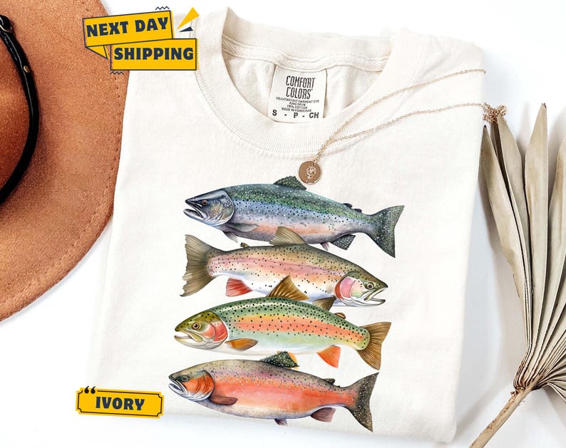 a hat and a t - shirt with fish on it
