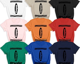 Crayon Group Costume T-Shirts – 40+ Color Options, Unique Crayon Label Detail