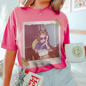 Custom Vintage Photo And Year, Custom Shirt With Picture Personalized 30th Birthday Gift Vintage 30th Birthday Party Vintage Est 1996 Shirt image 6