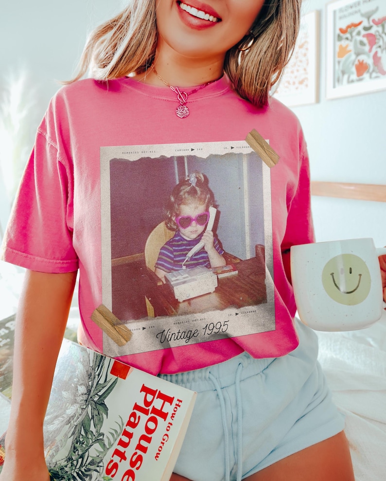 Custom Vintage Photo And Year, Custom Shirt With Picture Personalized 30th Birthday Gift Vintage 30th Birthday Party Vintage Est 1996 Shirt image 6