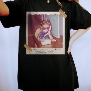 Custom Vintage Photo And Year, Custom Shirt With Picture Personalized 30th Birthday Gift Vintage 30th Birthday Party Vintage Est 1996 Shirt image 5