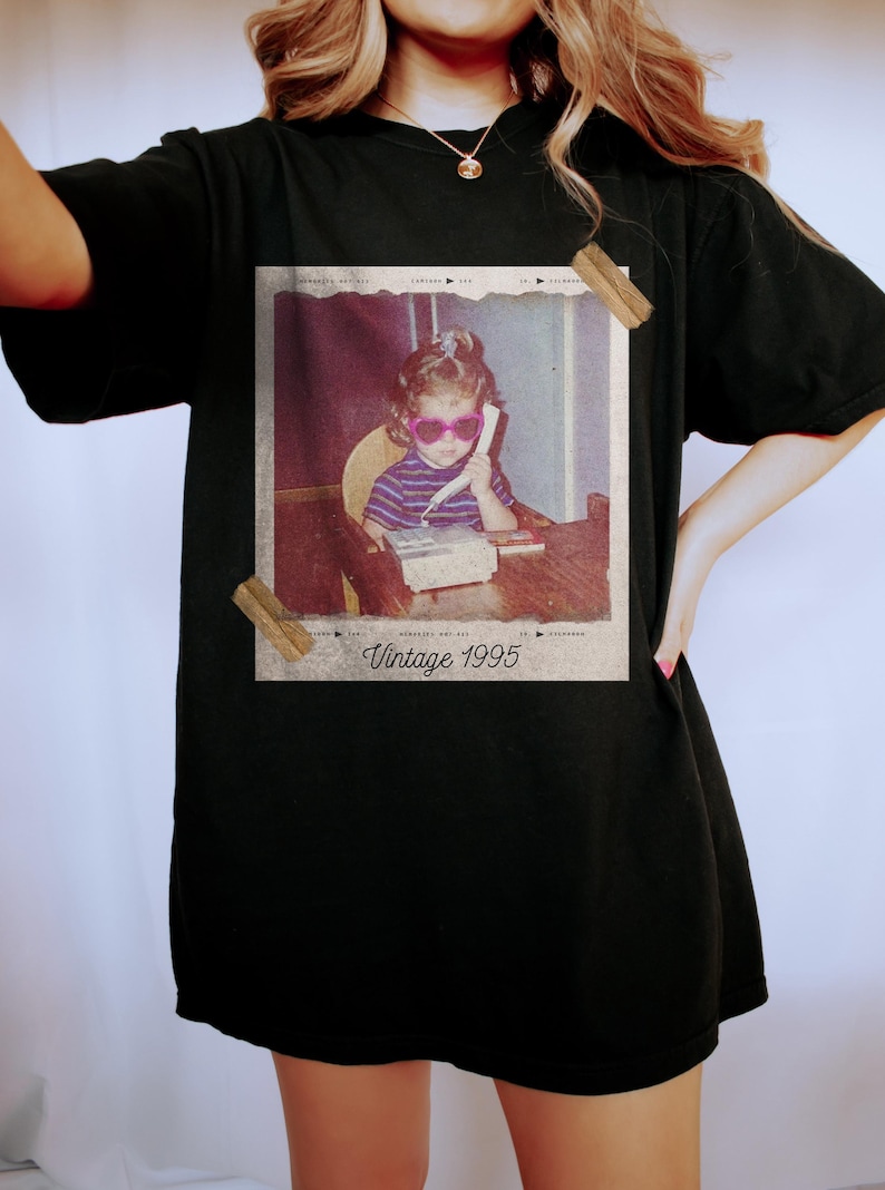 Custom Vintage Photo And Year, Custom Shirt With Picture Personalized 30th Birthday Gift Vintage 30th Birthday Party Vintage Est 1996 Shirt image 5