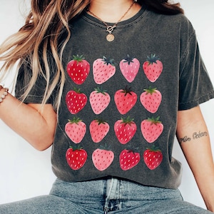 Comfort Colors Strawberry T-shirt | Cottagecore Botanical Tee image 2
