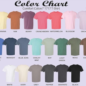 a color chart for a t - shirt with different colors