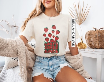 Strawberry Shirt, Screen Print T-Shirt, Graphic Tee, Foodie Clothing Gift