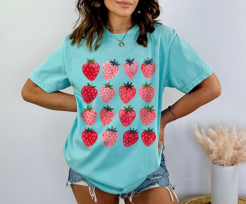 Comfort Colors Strawberry T-shirt | Cottagecore Botanical Tee image 6