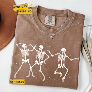 Comfort Colors Dancing Skeleton T-Shirt, Retro Groovy Skeletons Tee image 5
