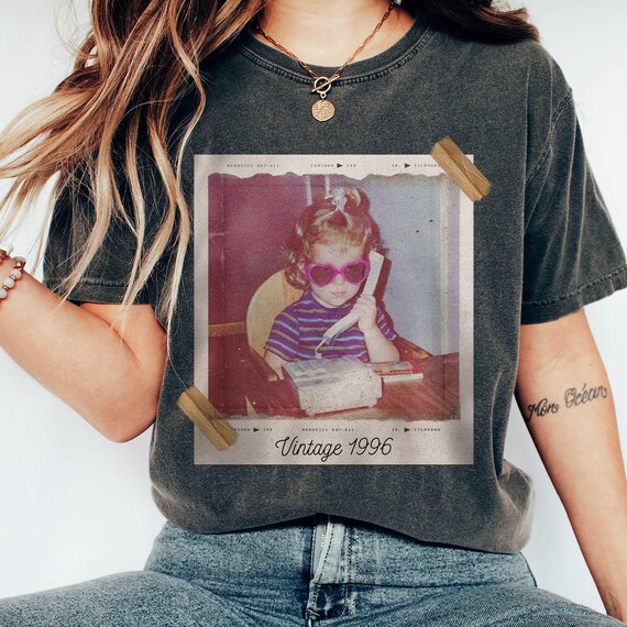 Custom Vintage Photo And Year, Custom Shirt With Picture Personalized 30th Birthday Gift Vintage 30th Birthday Party Vintage Est 1996 Shirt