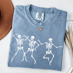 Comfort Colors Dancing Skeleton T-Shirt, Retro Groovy Skeletons Tee image 8