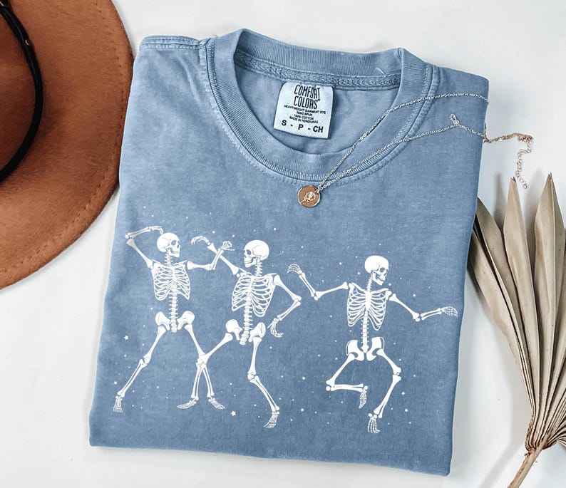 Comfort Colors Dancing Skeleton T-Shirt, Retro Groovy Skeletons Tee image 8