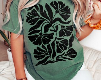 Boho Wildflower Comfort Colors T-Shirt, Distressed Floral Graphic
