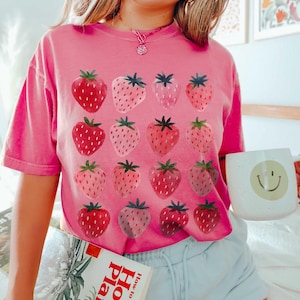 Comfort Colors Strawberry T-shirt | Cottagecore Botanical Tee image 7