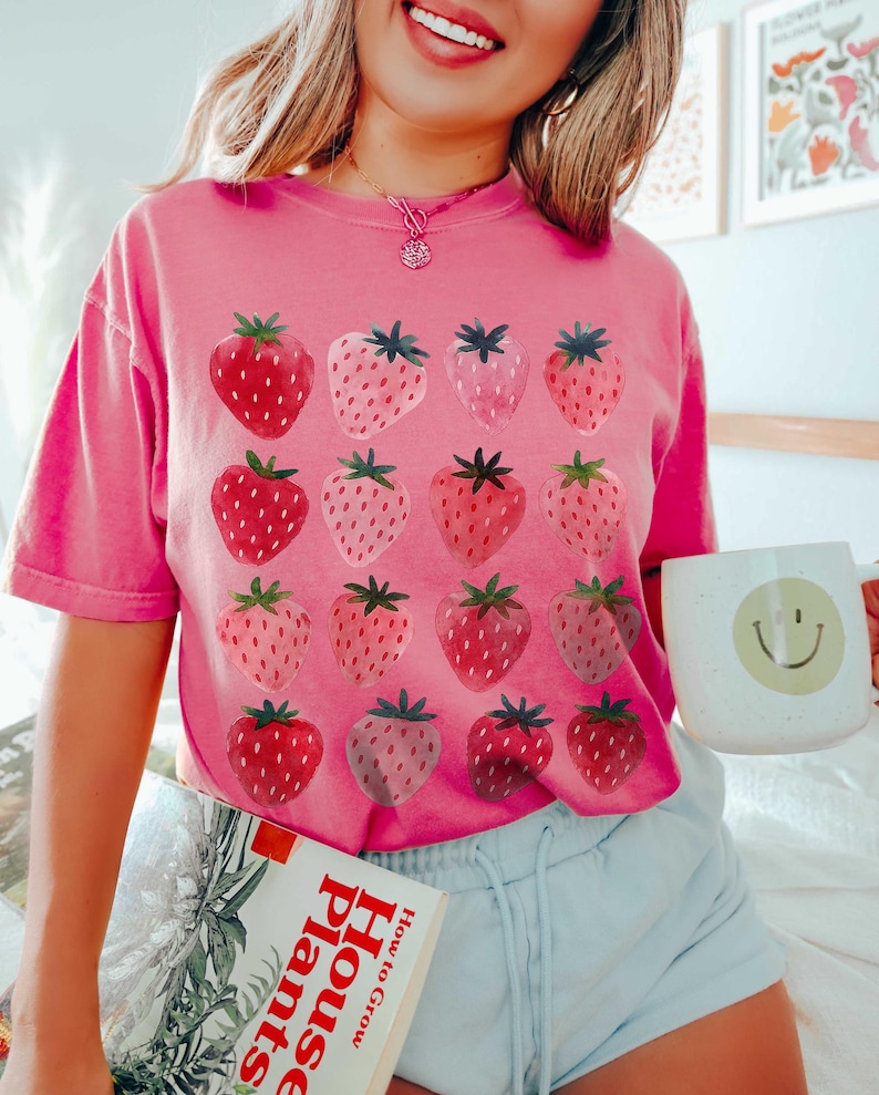 Comfort Colors Strawberry T-shirt | Cottagecore Botanical Tee image 7